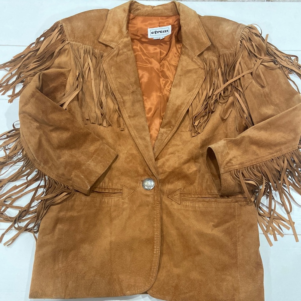 Vintage Fringe Leather Jacket sz S USA Made